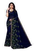 Vamika Navy Georgette Lace Work Saree (Prachi Navy) | Grab2Buy