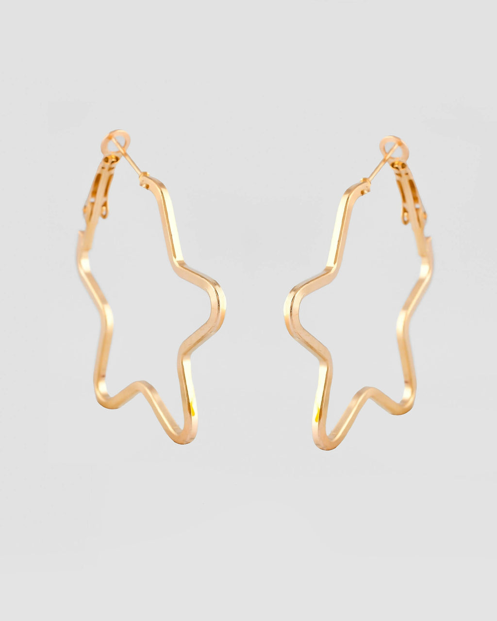 VOJ Women Gold Tonned Star Shape Hoop Stainless Steel Earrings | Grab2Buy