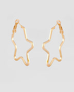 VOJ Women Gold Tonned Star Shape Hoop Stainless Steel Earrings | Grab2Buy
