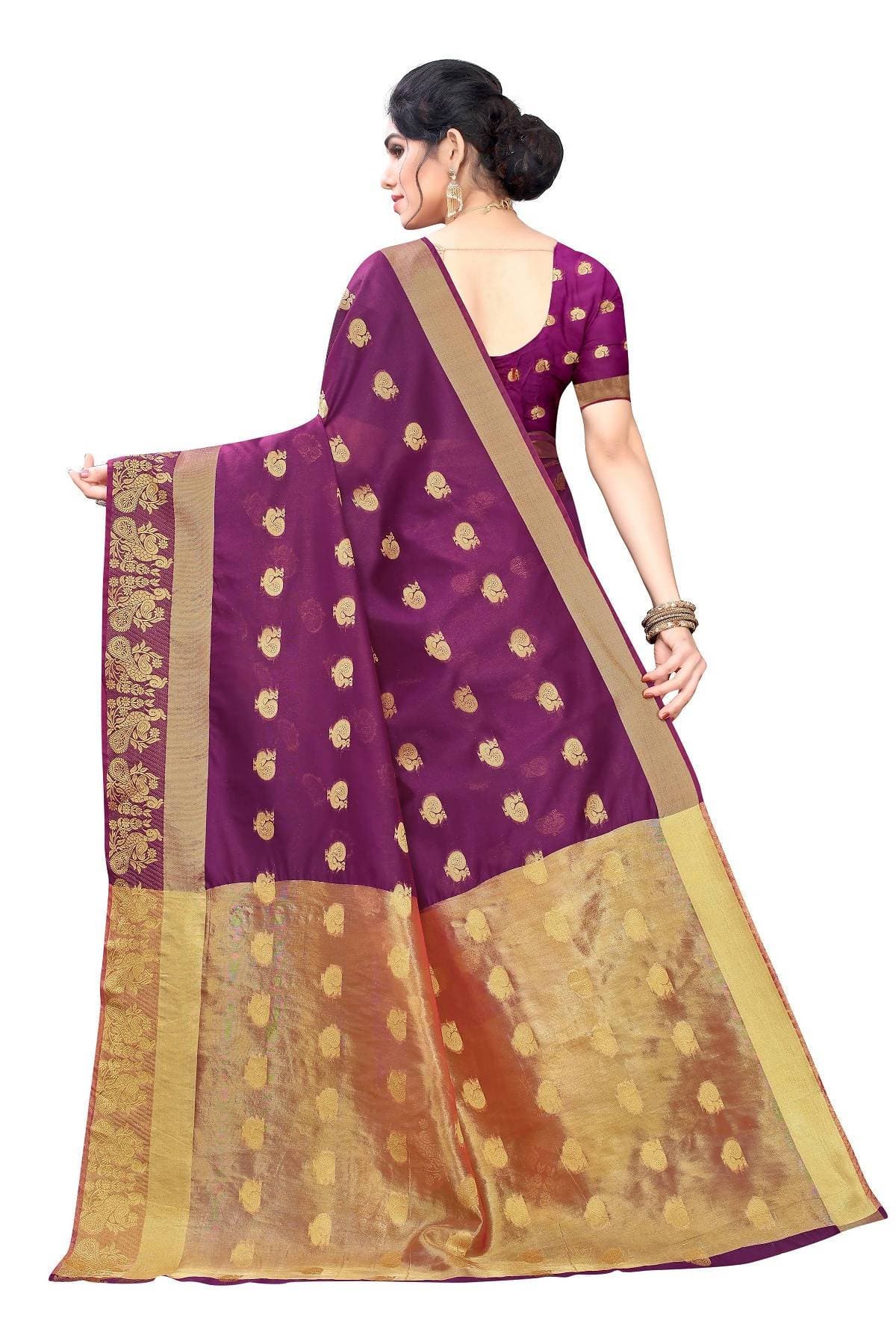 Vamika Banarasi Jacquard Weaving Wine Red Saree | Grab2Buy