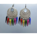 MS Fashion India Multicolor Long Drops Small Mirror Design Tassel Hook Earrings | Grab2Buy