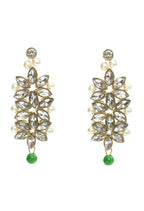 Mominos Fashion Johar Kamal Gold-Polished Rani Haar with Green and Off white Pearls Jewellery Set | Grab2Buy