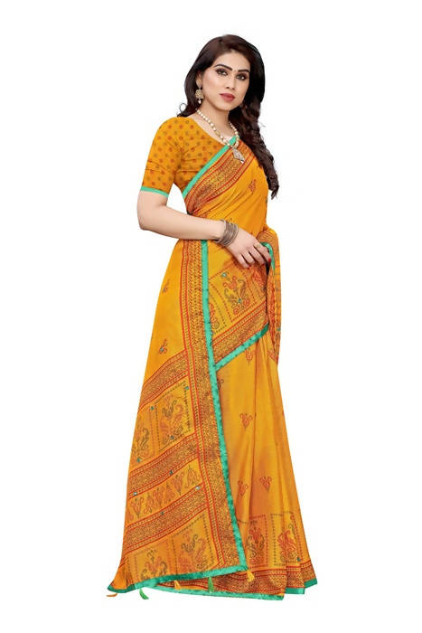Vamika Embroidery Yellow Jute Silk Saree (Jhulka Yellow) | Grab2Buy