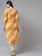 Yufta Women Yellow & White Bandhani Printed Kurta with Trouser | Grab2Buy