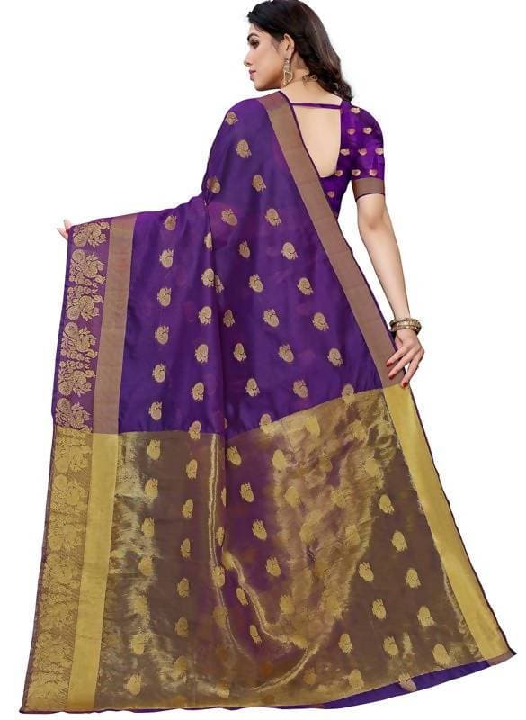 Vamika Banarasi Jacquard Weaving Violet Saree (Shining Violet) | Grab2Buy