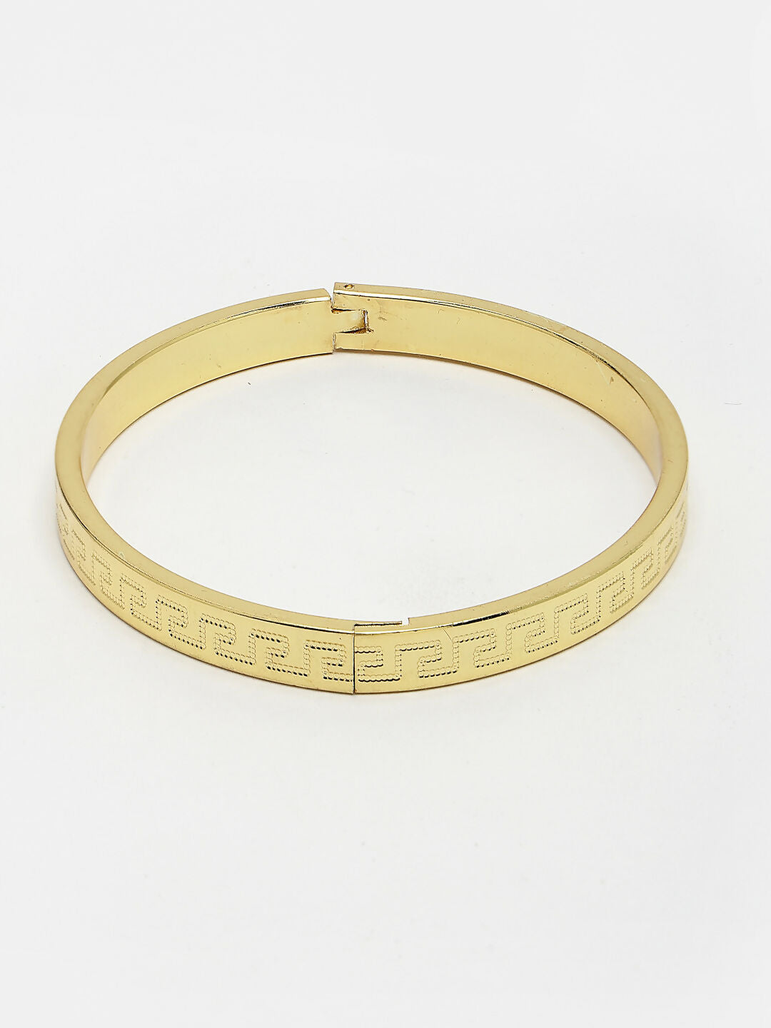 NVR Men's Gold-Polished Stainless Steel Kada Bracelet