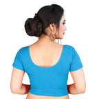 Vamika Sky Blue Lycra Plain Blouse | Grab2Buy