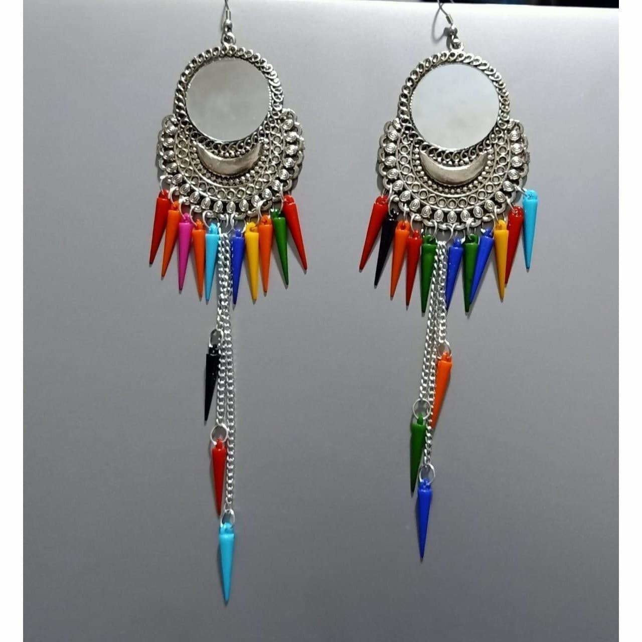 MS Fashion India Party Wear Fashion Chandbali Hanging Multicolor Pearls Long Earrings | Grab2Buy