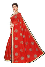Vamika Chanderi Cotton Foil Print Red Saree (GOLDEN BIRD Red) | Grab2Buy
