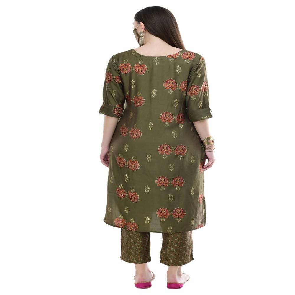 Lagi Women's Green Printed Straight Kurta & Pant (MC38A) | Grab2Buy