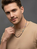 NVR Men's Handcrafted Multicolour Rhodium Plated Chain | Grab2Buy