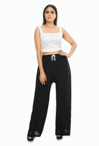 Mominos Fashion Moeza Reyon Cotton Black Cut Work Palazzo | Grab2Buy