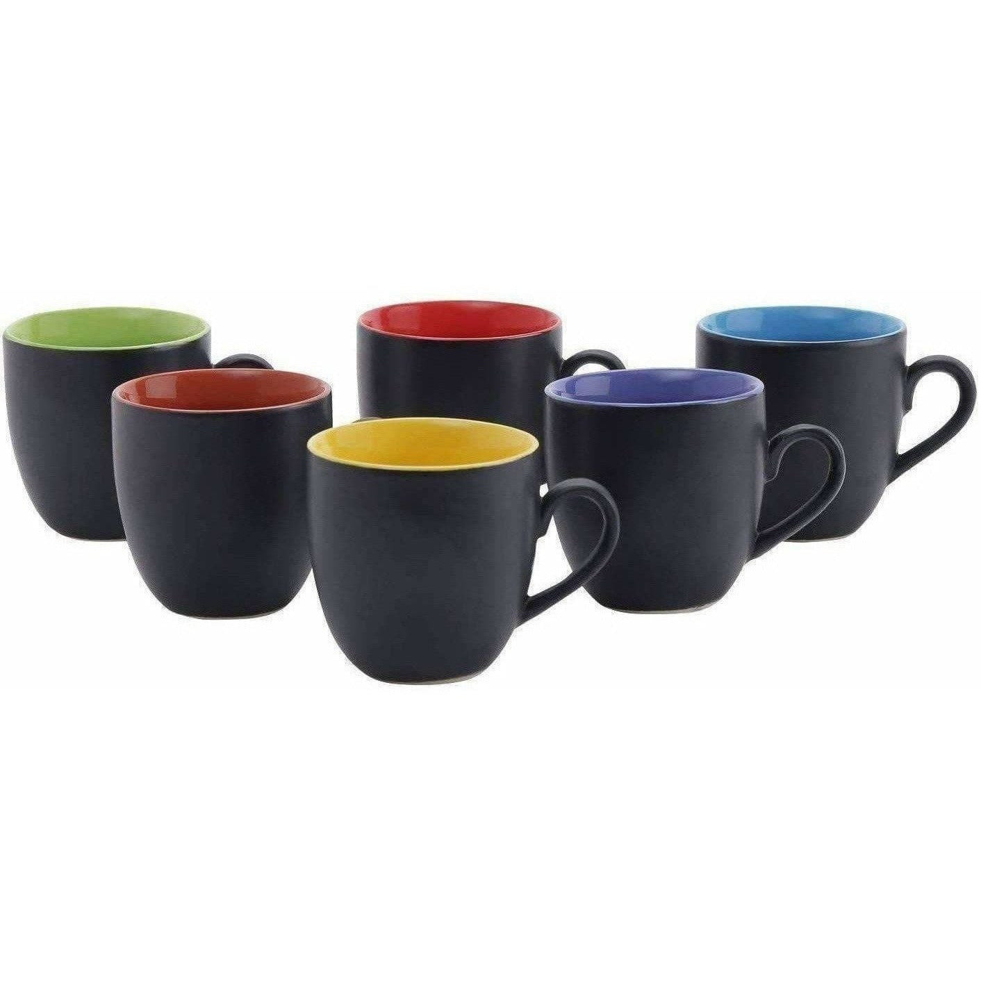 Black Mat Multicolour Tea/Coffee Cups, 180 Ml, Set of 6 Pieces. | Grab2Buy