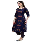Lagi Women's Blue Printed Straight Kurta & Pant (MC38B) | Grab2Buy
