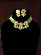 Mominos Fashion Johar Kamal Women's Pista Beads Pearls Gold-Polished Jewellery Set | Grab2Buy