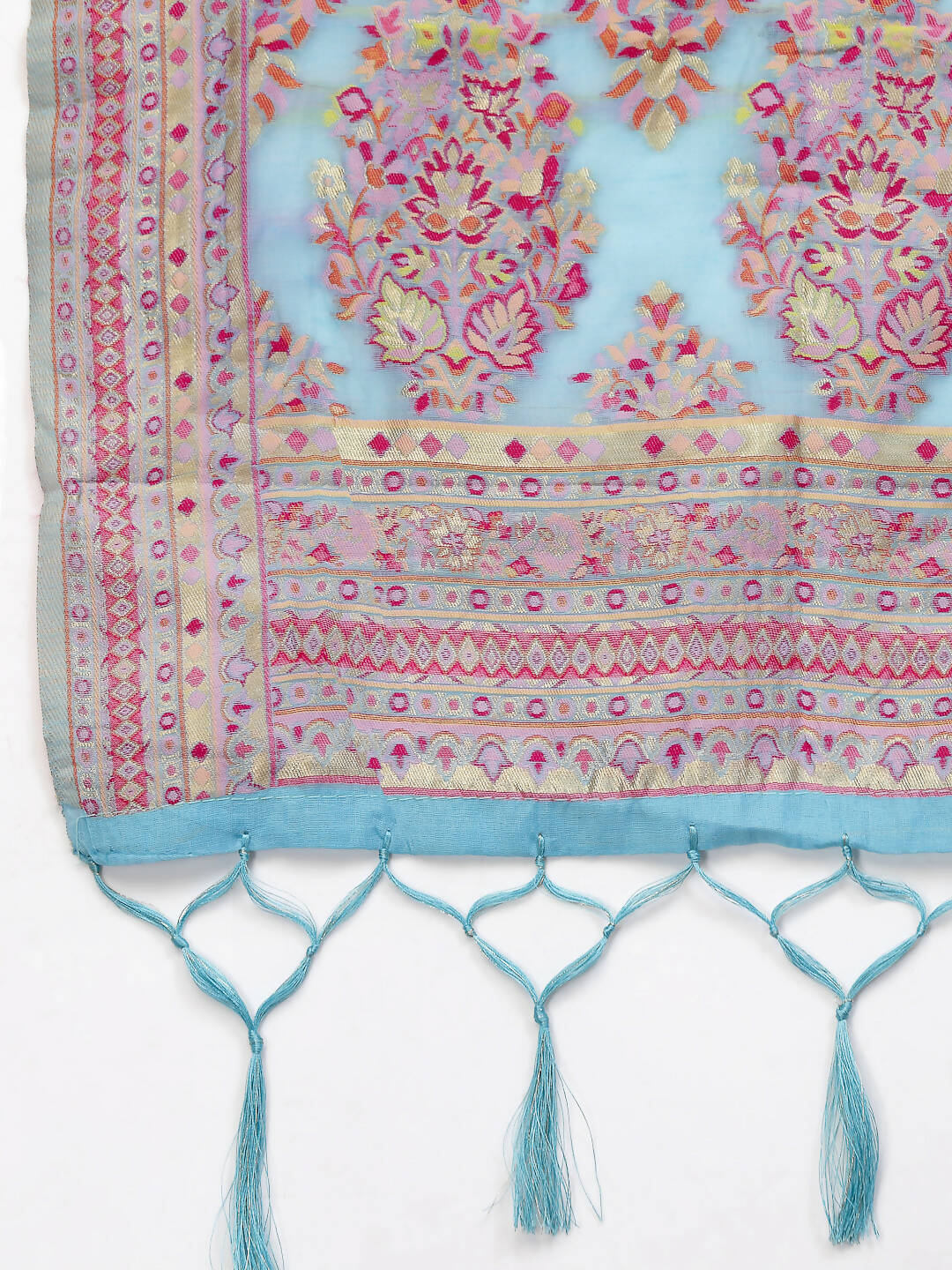 Blue Silk Blend Woven Design Saree With Unstitched Blouse Piece - Aloki | Grab2Buy