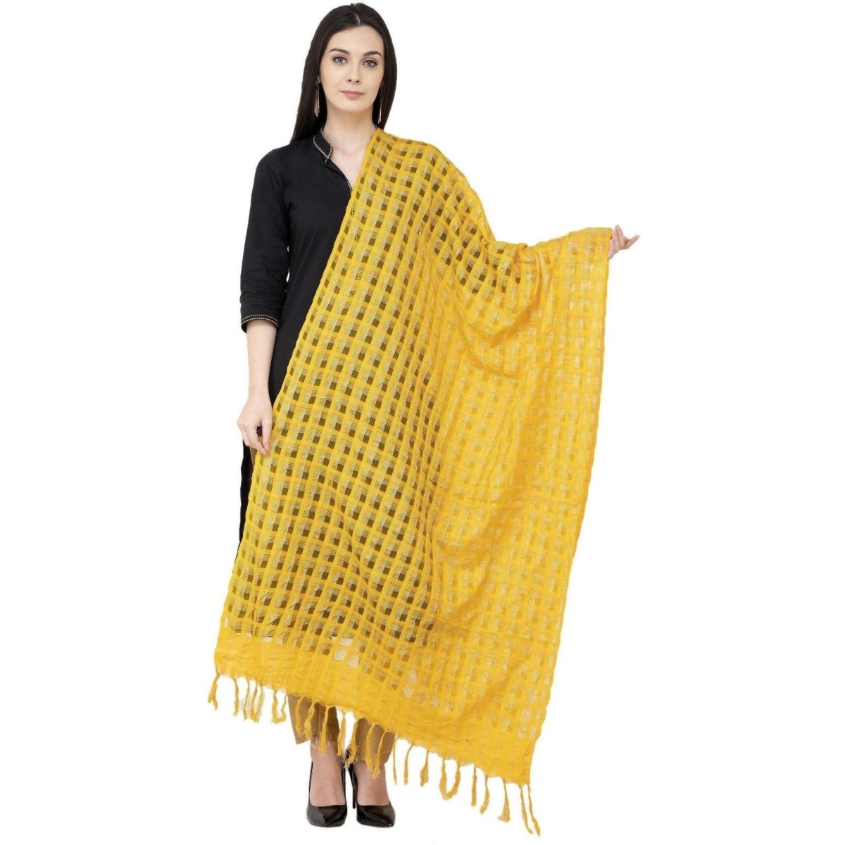 A R Silk Golden Box Regular Dupatta Yellow Color Dupatta or Chunni | Grab2Buy