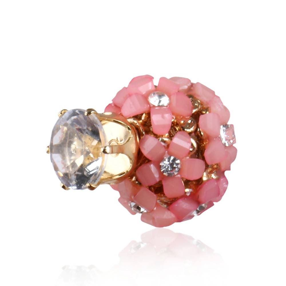 Trendoo Jewelry Gold-Polished Stylish Fancy Party Wear Pink Studs | Grab2Buy