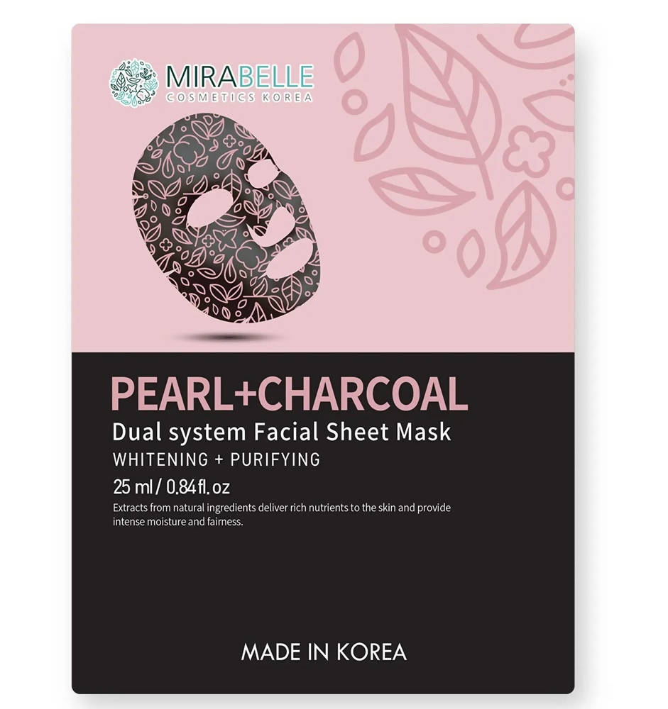 Mirabelle Korea Pearl + Charcoal Dual System Facial Sheet Mask | Grab2Buy