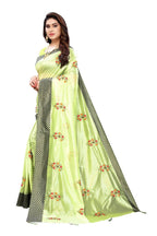 Vamika Parrot Green Crepe Embroidery Saree (Nirali Pista) | Grab2Buy