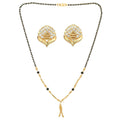 AanyaCentric Gold-Polished Short Mangalsutra Set with Earrings | Grab2Buy