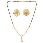 AanyaCentric Gold-Polished Short Mangalsutra Set with Earrings | Grab2Buy