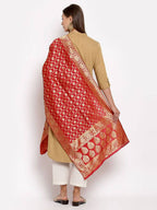 Myshka Women's Red Silk Print Casual Dupatta | Grab2Buy