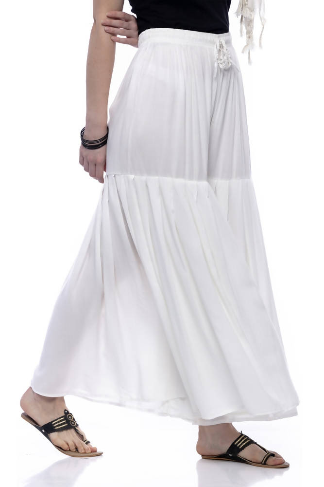 Mominos Fashion Reyon Cotton Off White Palazzo | Grab2Buy