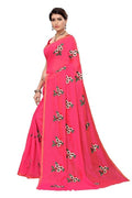 Vamika Chanderi Cotton Embroidery Pink Saree (MOGRA PINK) | Grab2Buy