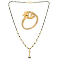 AanyaCentric Gold-Polished Mangalsutra & Ring Set