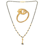 AanyaCentric Gold-Polished Mangalsutra & Ring Set