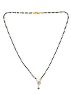 NVR Women's's Set of 2 Black Gold-Polished Beaded Mangalsutra With Ad Stone