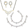 AanyaCentric Gold-Polished Mangalsutra Pendant Earring Set & Silver Plated Anklet | Grab2Buy