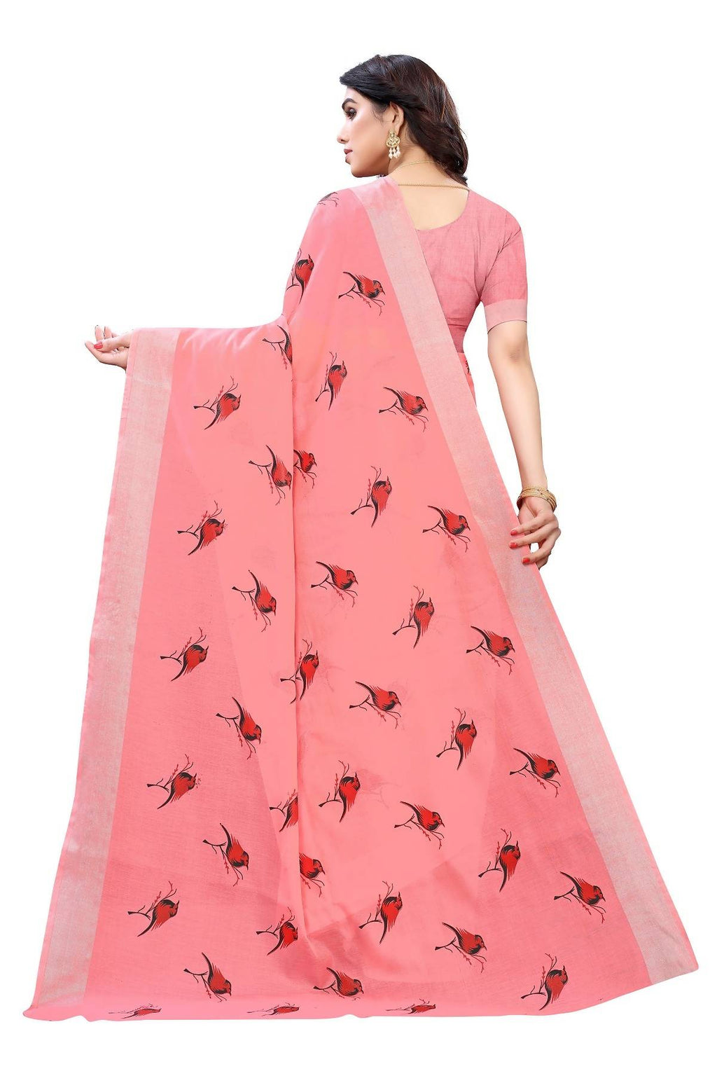 Vamika Peach Chanderi Designer Saree (SERIN PEACH) | Grab2Buy