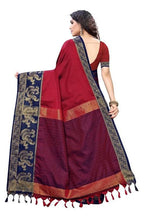 Vamika Banarasi Jacquard Weaving Red Saree (DHONI RED) | Grab2Buy