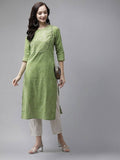 Yufta Women Green And White Bandhani print Kurta with Trouser Set | Grab2Buy