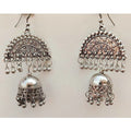 MS Fashion India Half Moon Silver Oxidized Jhumka Pearl Tassel Earrings | Grab2Buy