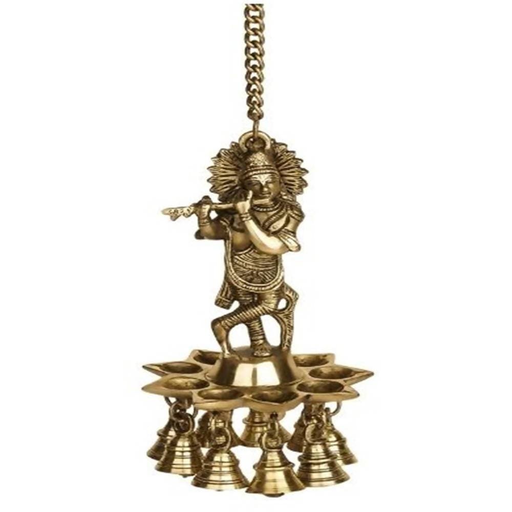 Puja N Pujari Krishna Hanging Diya with Bells For Pooja Room | Grab2Buy