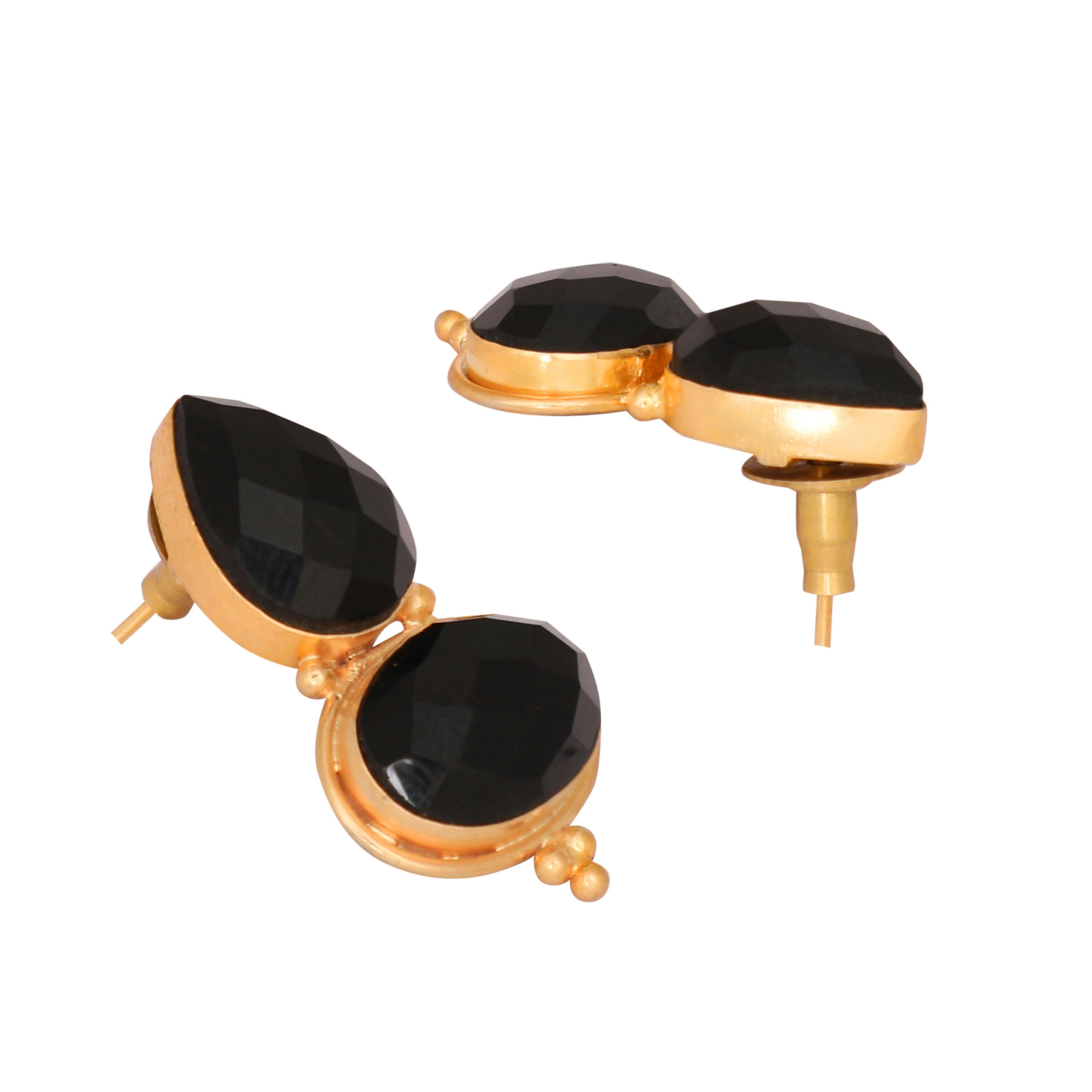 Nuyug 22K Gold Plated Black Embrace Earrings | Grab2Buy