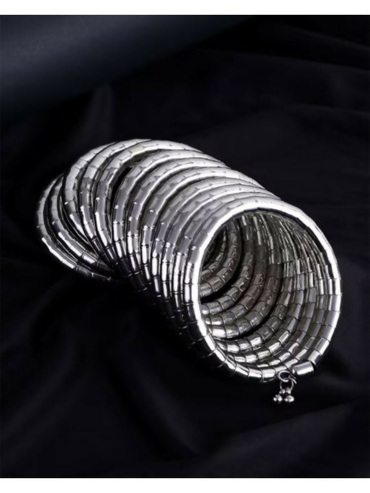 NVR Women Handmade Silver Plated Spiral Bangle | Grab2Buy