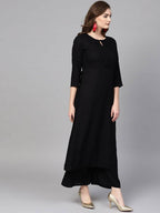 Yufta Women Black Solid Kurta with Palazzo & Dupatta | Grab2Buy
