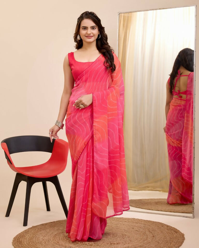 Gajri Georgette Designer Printed Ready To Wear Saree - Ibiza | Grab2Buy