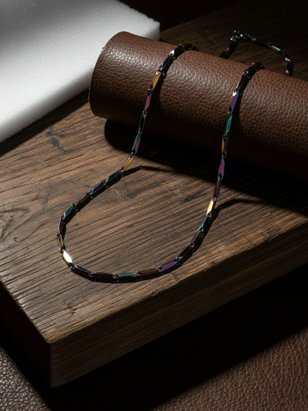 NVR Men's Handcrafted Multicolour Rhodium Plated Chain | Grab2Buy