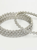 NVR Women's Set of 4 Silver-Plated CZ Stone-Studded Handcrafted Bangles | Grab2Buy