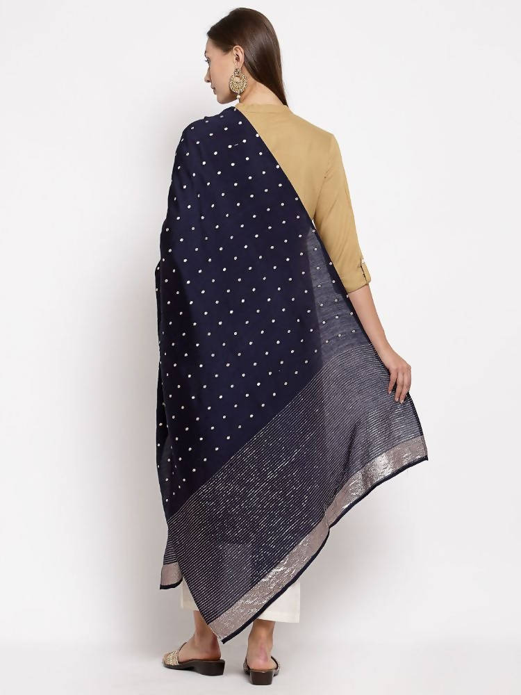 Myshka Women's Navy Blue Georgette Print Casual Dupatta | Grab2Buy
