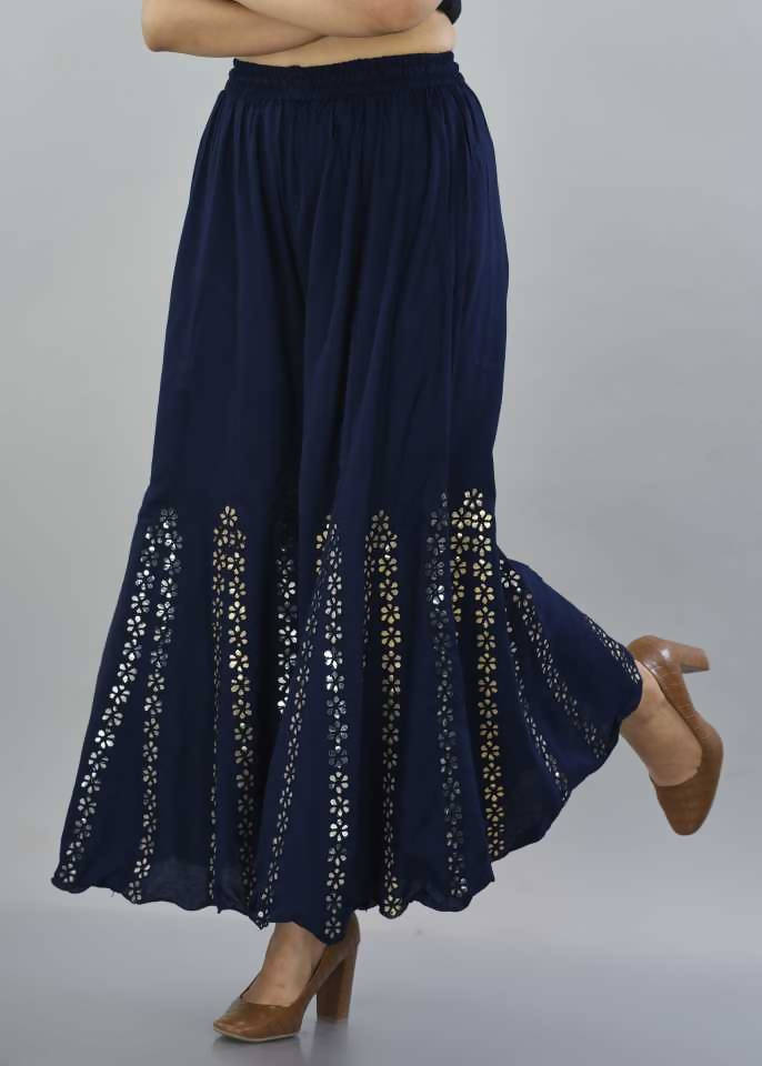 Mominos Fashion Navy Blue Mirror Palazzo | Grab2Buy