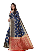 Vamika Banarasi Jacquard Weaving Blue Saree (Dangal Blue) | Grab2Buy