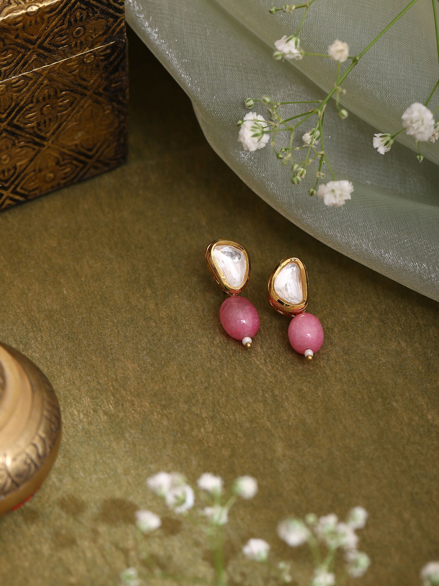Ruby Raang Pink Kundan Studs | Grab2Buy