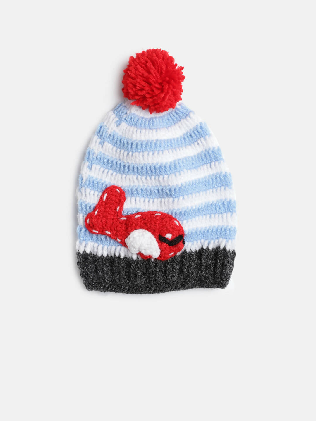 Chutput Kids Woollen Hand Knitted Fish And Pom Pom Detail Cap - Multicolor | Grab2Buy