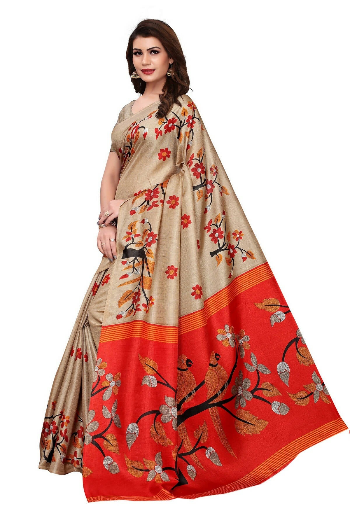Vamika Chiku Kalamkari With Jhalar Khadi Silk Saree | Grab2Buy